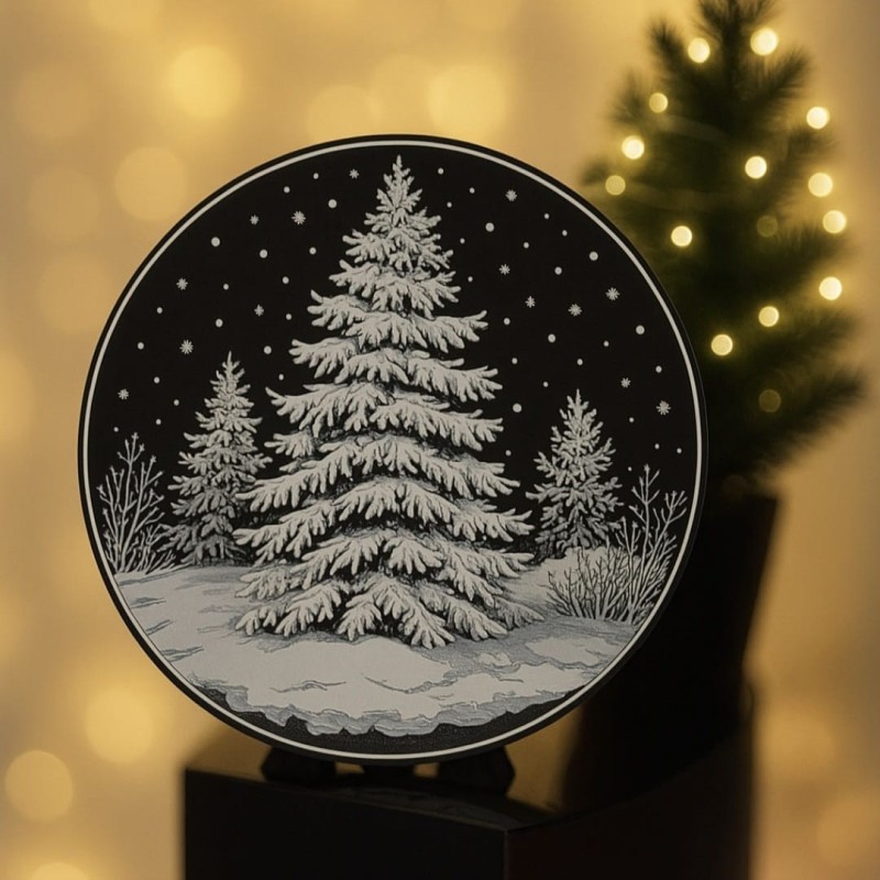 Zimowy Las – ozdoba świąteczna Ø34 cm | Dekoracja 3D | PrestigePrint3D