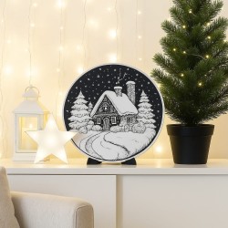 Zimowa Chatka – ozdoba świąteczna Ø19,5 cm | Dekoracja 3D | PrestigePrint3D